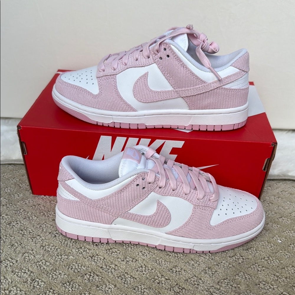 Nike FN7167-100 Pink and White Dunk Low Sneakers